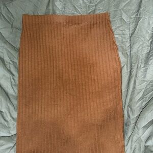 Forever 21 Brown Ribbed Pencil Skirt